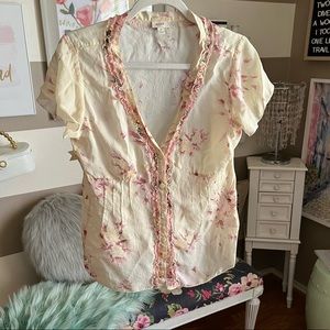 J. Jill floral ruffle button down size small